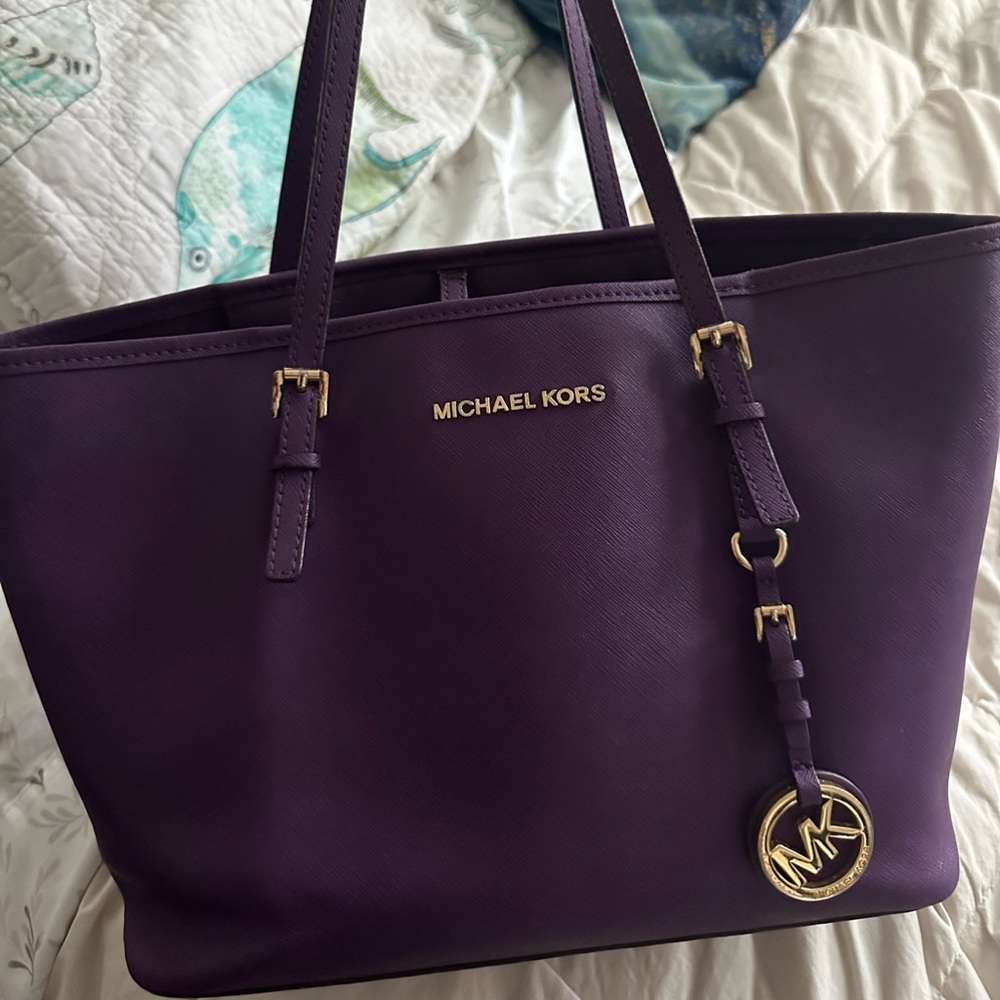 Purple Micheal Kors Tote Bag